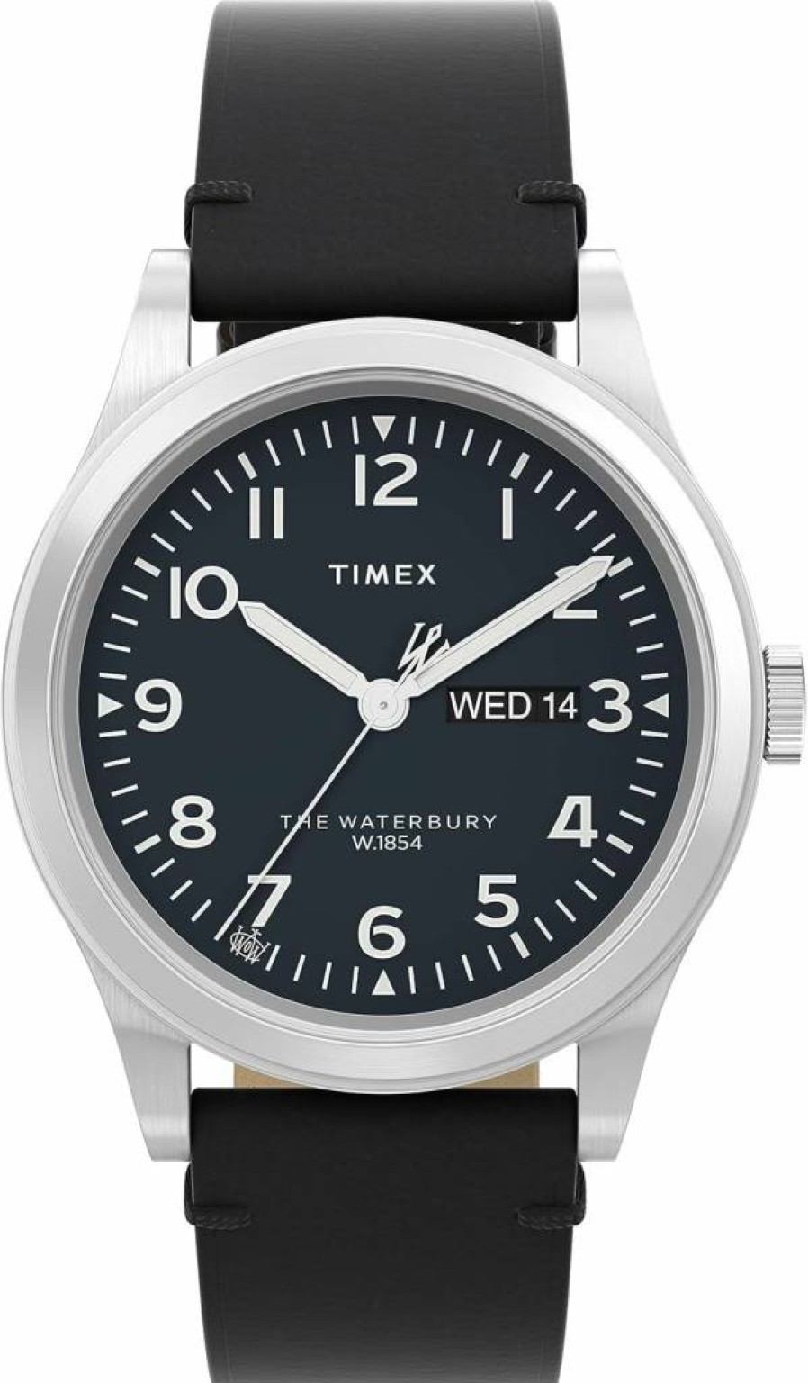 Timex Waterbury 39mm Men's Analog Watch with Stainless Steel Case, Day-Date Display & 100M Water Resistance
