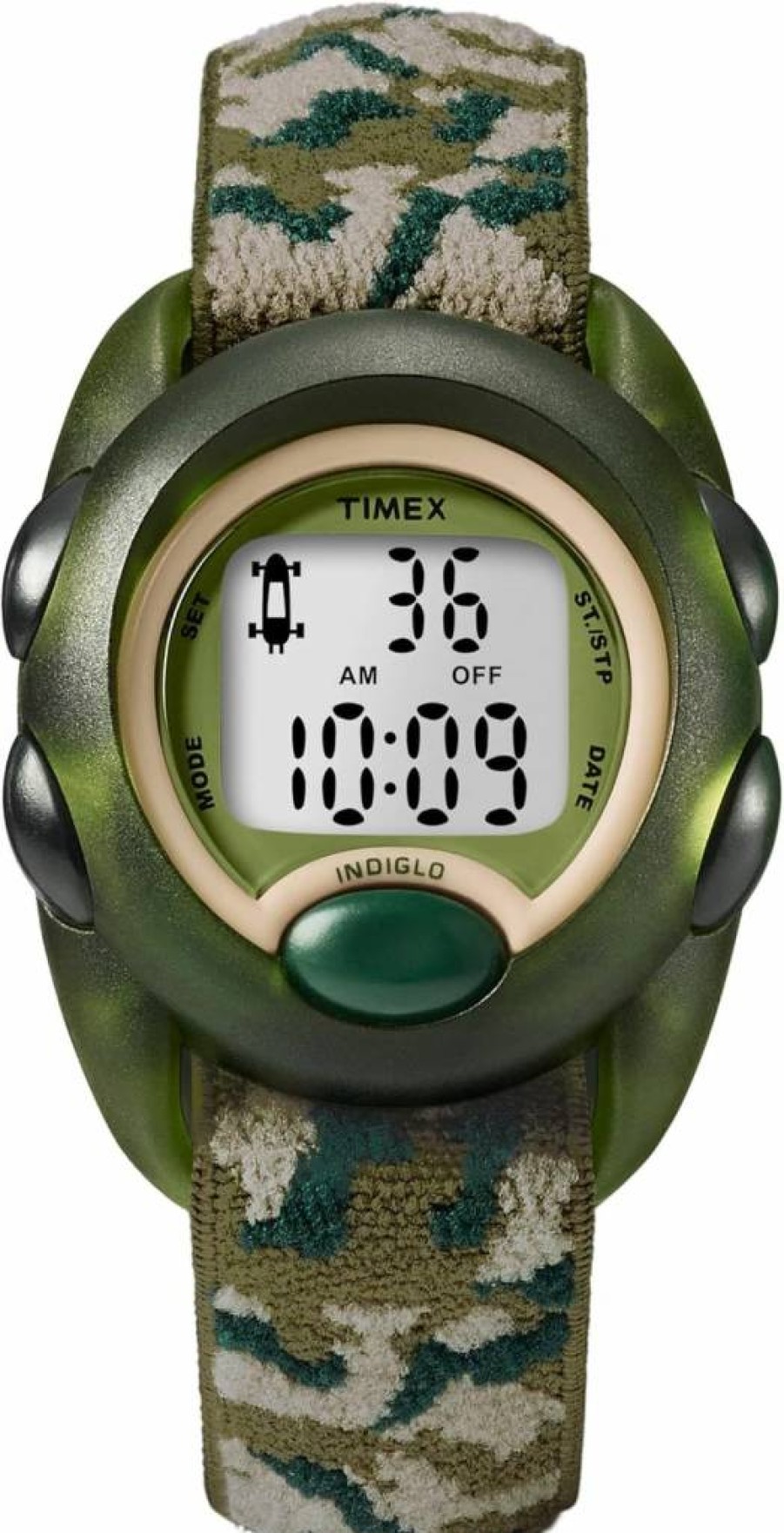 Timex Boys T71912 Digital Watch with Green Camouflage Elastic Fabric Strap - Time Machines Collection