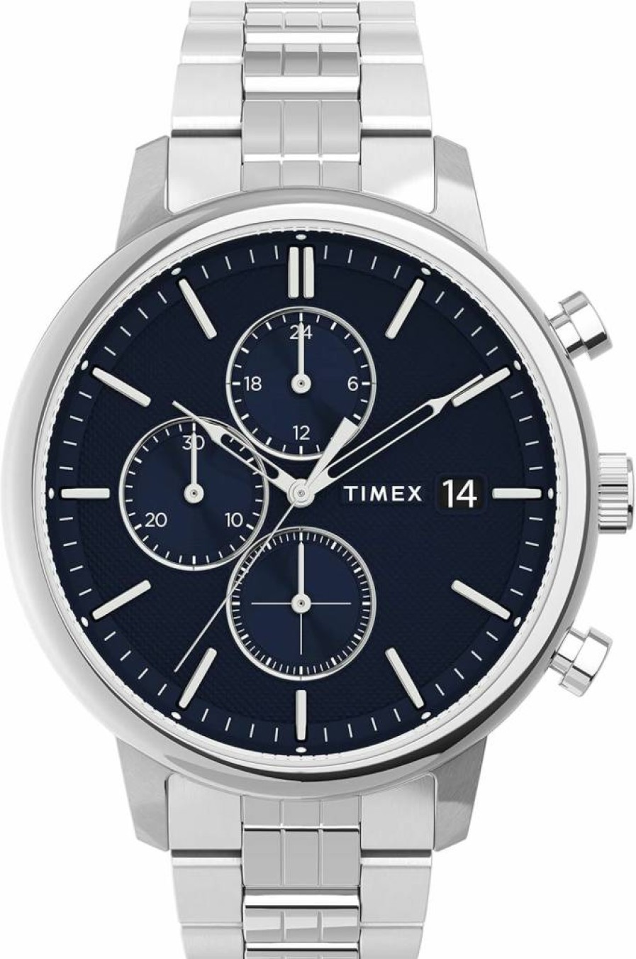 Timex Men's Chicago Chronograph 45mm Leather Strap Watch - Black Dial, Water Resistant, Casual & Dress Style