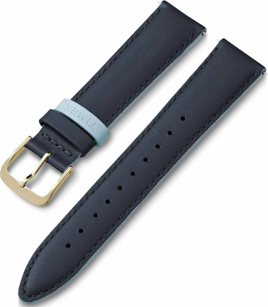 Timex 20mm Genuine Gray Leather Watch Strap with Rose Gold Buckle for Men & Women