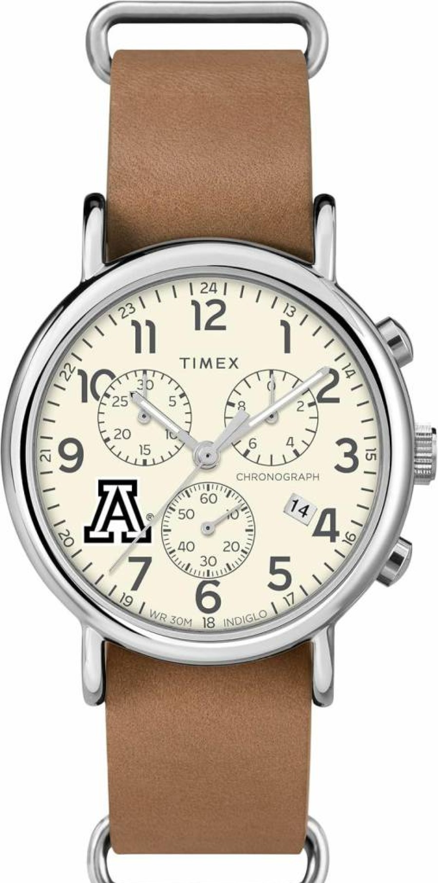 Timex Tribute Men's Collegiate Weekender 40mm Chronograph Quartz Watch with Leather Strap