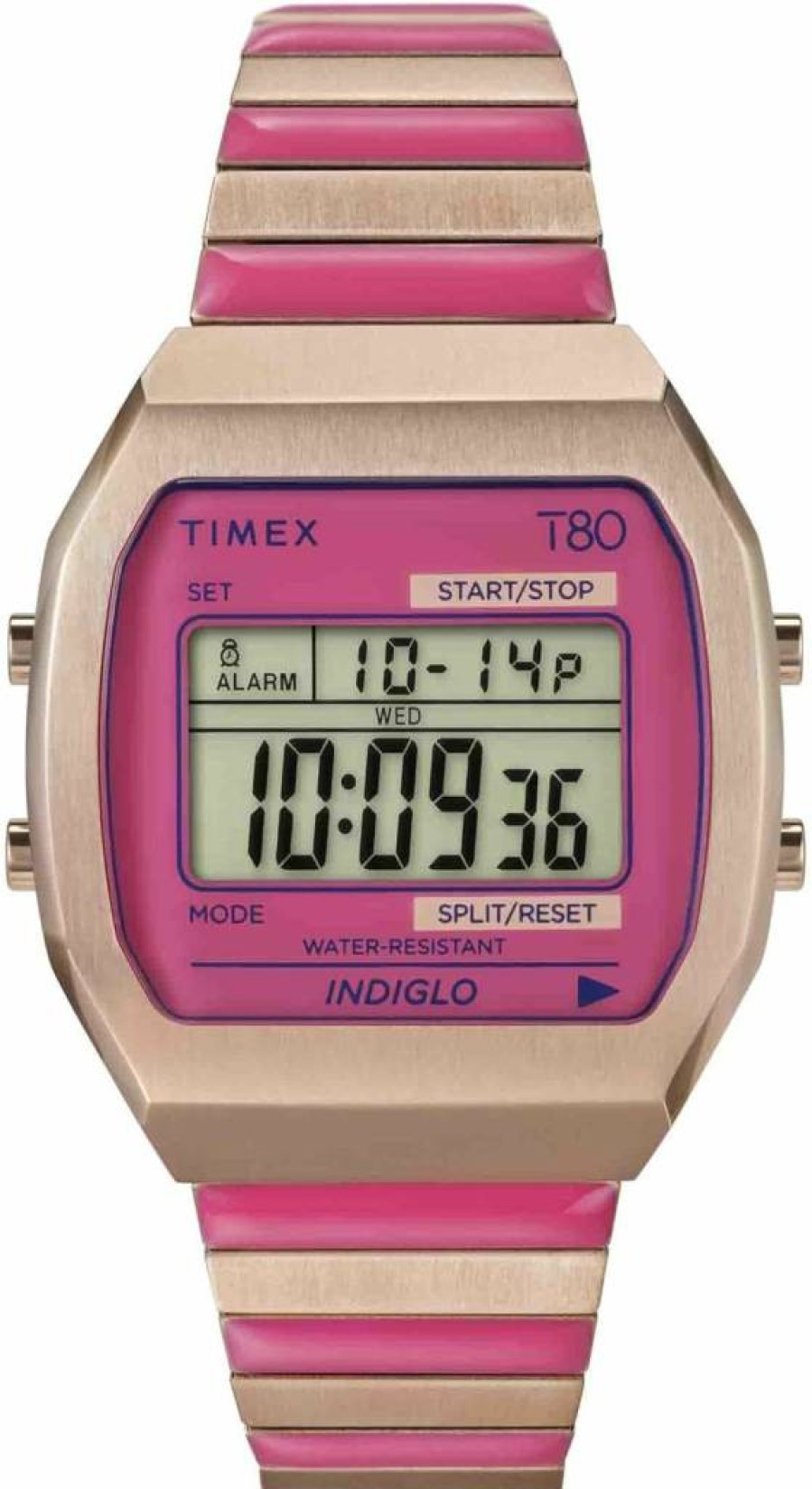 Timex Women's T80 36mm Rose Gold-Tone Watch with Pink Dial & Expansion Band