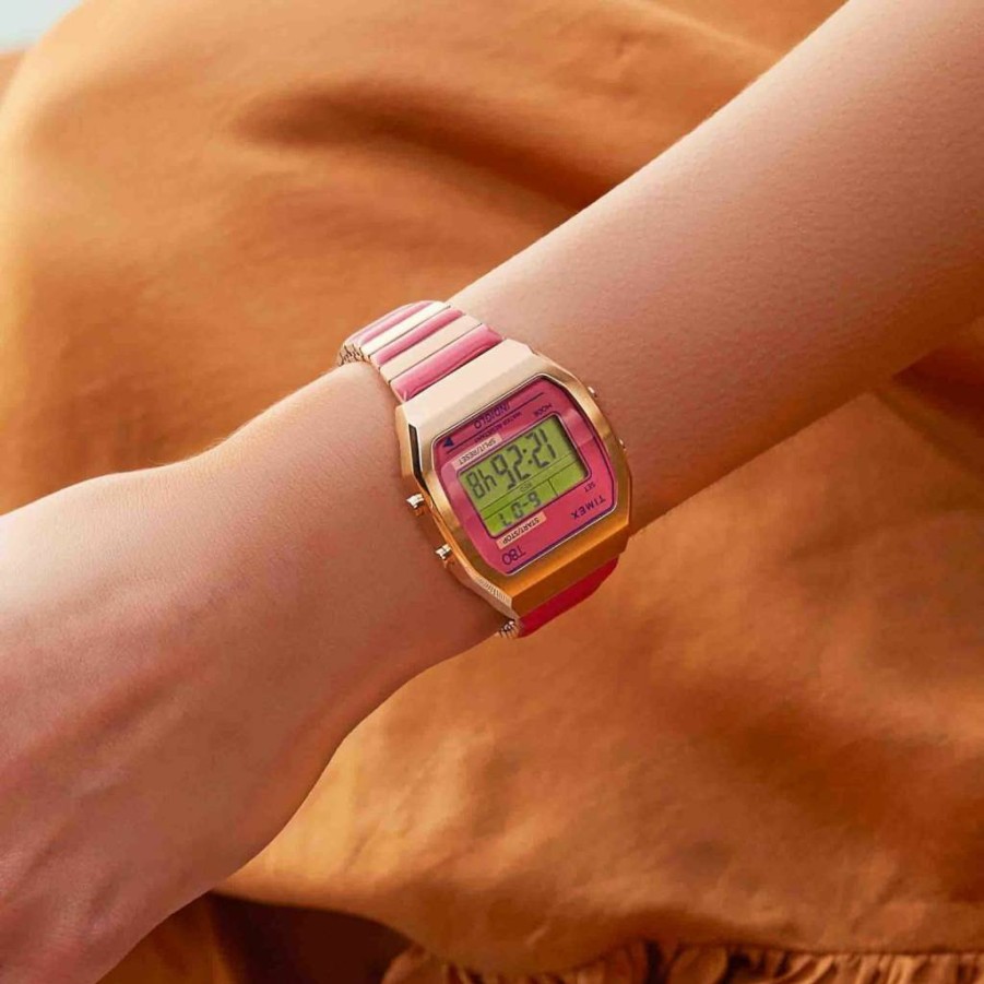Timex Women's T80 36mm Rose Gold-Tone Watch with Pink Dial & Expansion Band