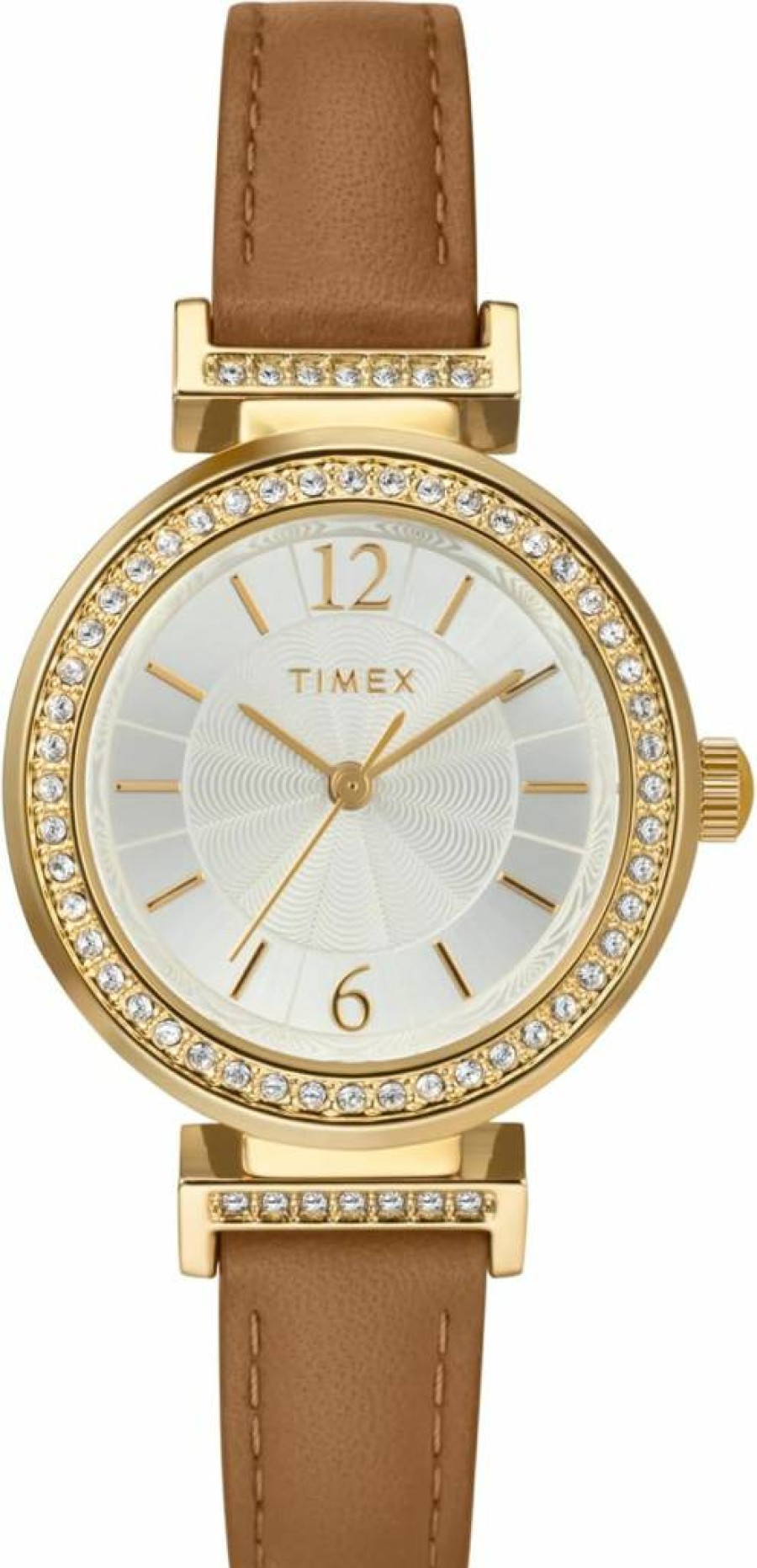 Timex Women's 31mm Gold-Tone Dress Watch with Black Strap and Silver-Tone Dial