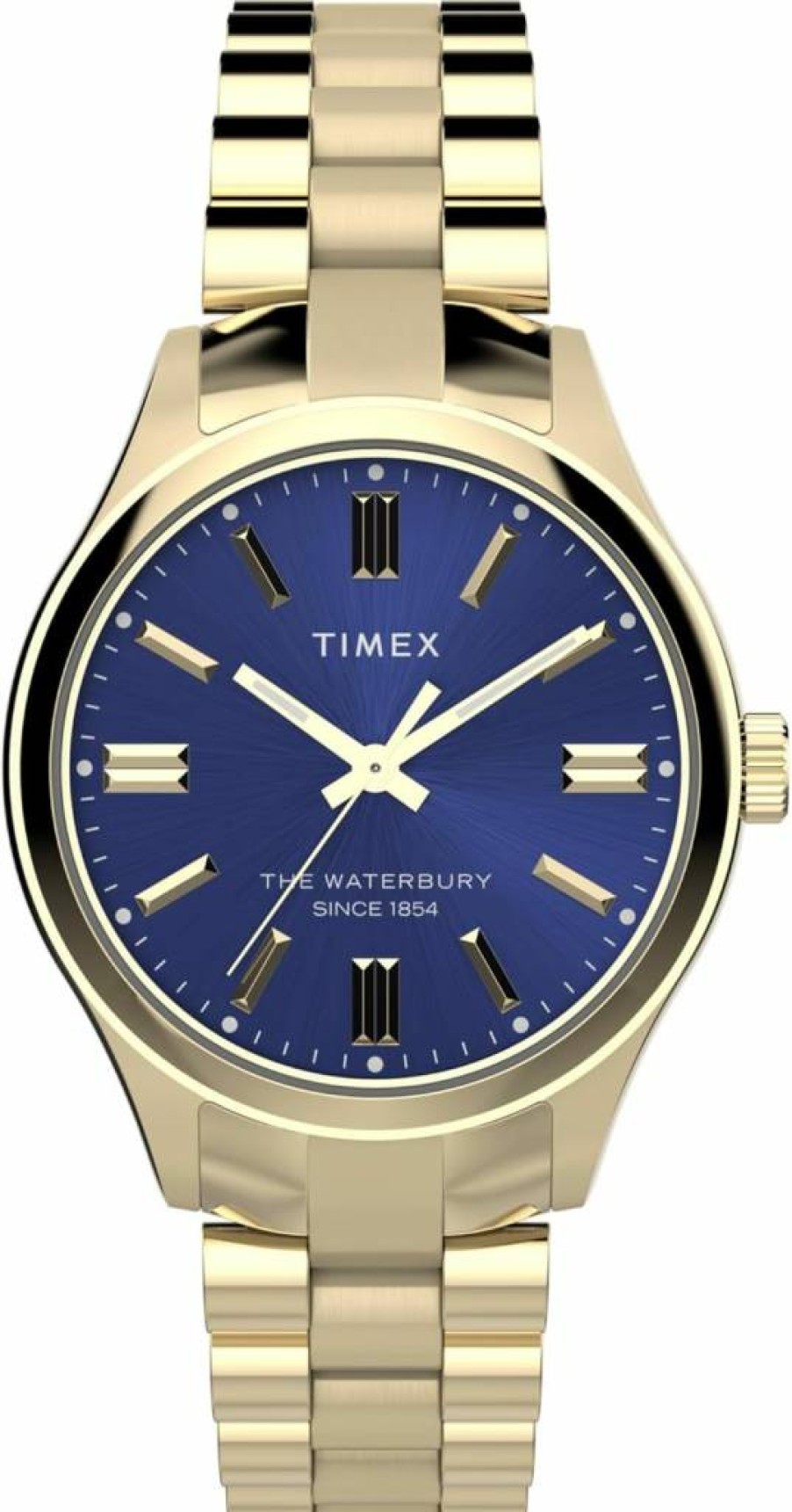 Timex Women's Waterbury Traditional 34mm Gold-Tone Watch with Blue Dial & Bracelet
