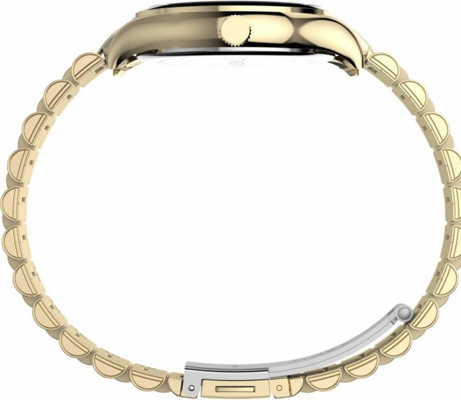 Timex Women's Waterbury Traditional 34mm Gold-Tone Watch with Blue Dial & Bracelet