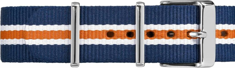 Timex TW7C07200 20mm Blue White Orange Fabric Slip-Thru Watch Strap - Double-Layered Durable Nylon Band