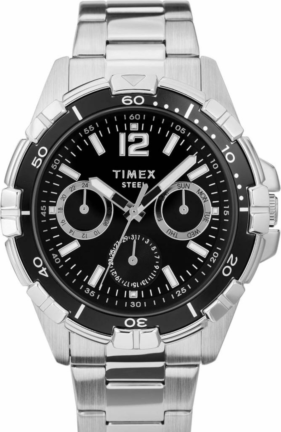 Timex Men's 45mm Dress Watch with Multifunction Features - Classic Stainless Steel Casual & Formal Timepiece
