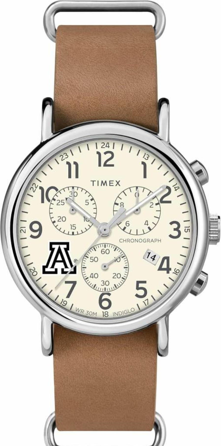 Timex Tribute Men's Collegiate Weekender 40mm Chronograph Quartz Watch with Leather Strap