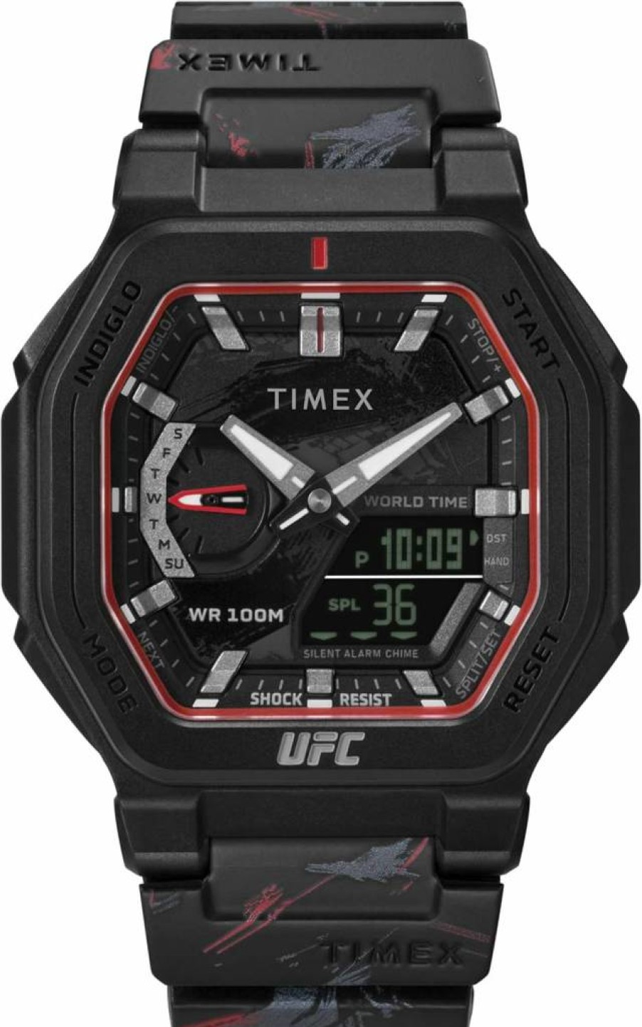Timex UFC Men's Colossus 45mm Stainless Steel Watch with Indiglo Night Light
