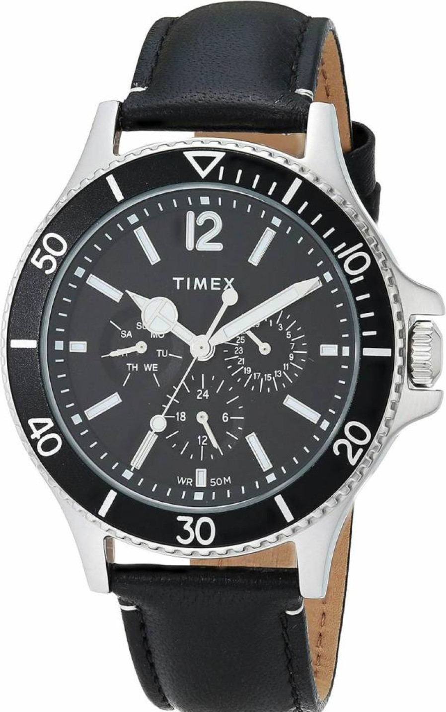 Timex Men's Harborside 43mm Multifunction Stainless Steel Watch with Date and Alarm