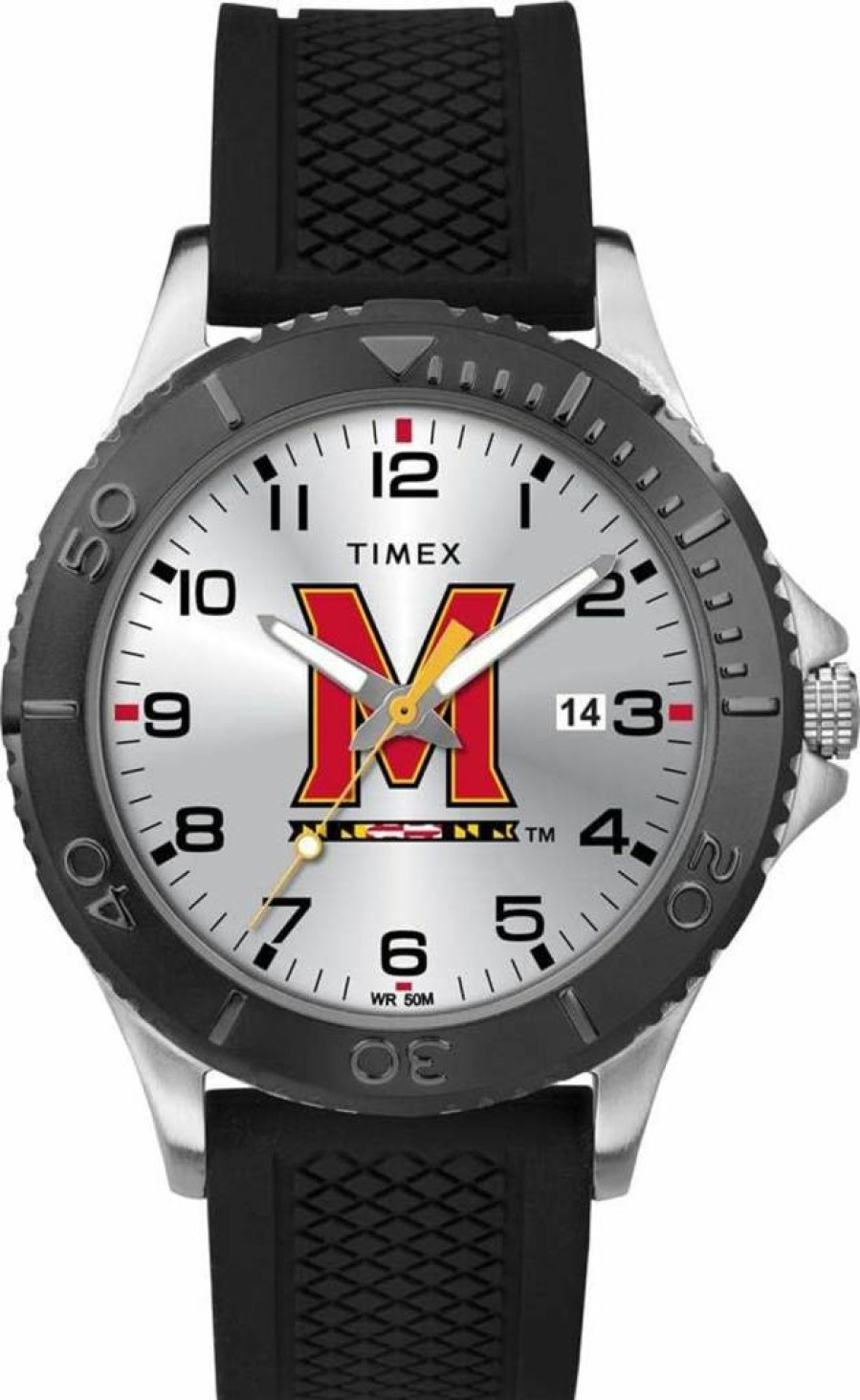 Timex Tribute Men's 42mm Maryland Terrapins Black Silicone Strap Watch
