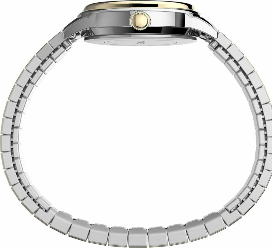 Timex Women's Porter Street 28mm Two-Tone Silver Dial Expansion Band Watch