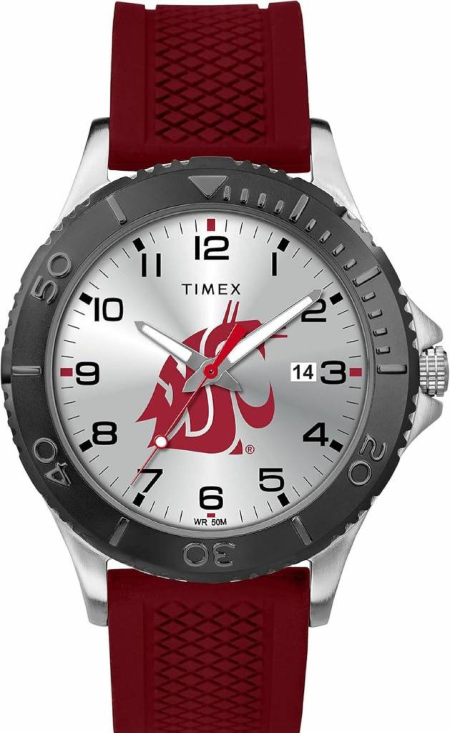 Timex Men's Collegiate 42mm Washington Cougars Crimson Silicone Strap Watch