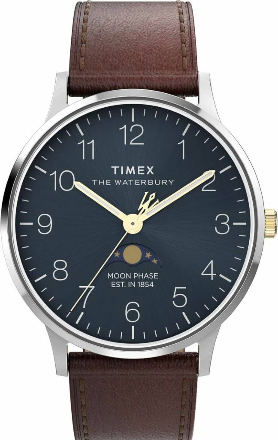 Timex Men's Waterbury Classic Chronograph 40mm Stainless Steel Watch with Leather Strap – Quartz Dress Watch for Men