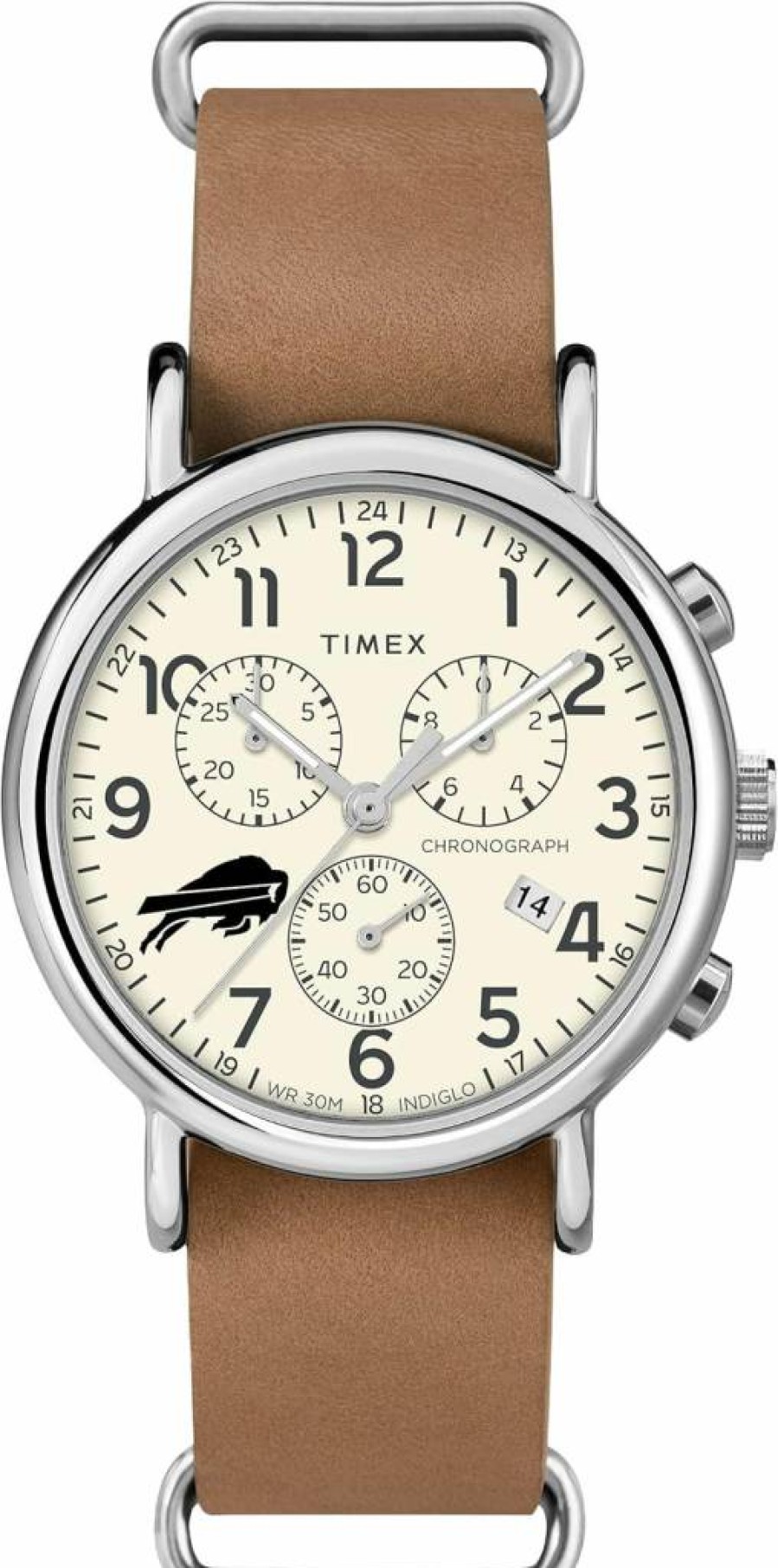 Timex Tribute Men's NFL Weekender Chronograph 40mm Quartz Watch with Leather Strap