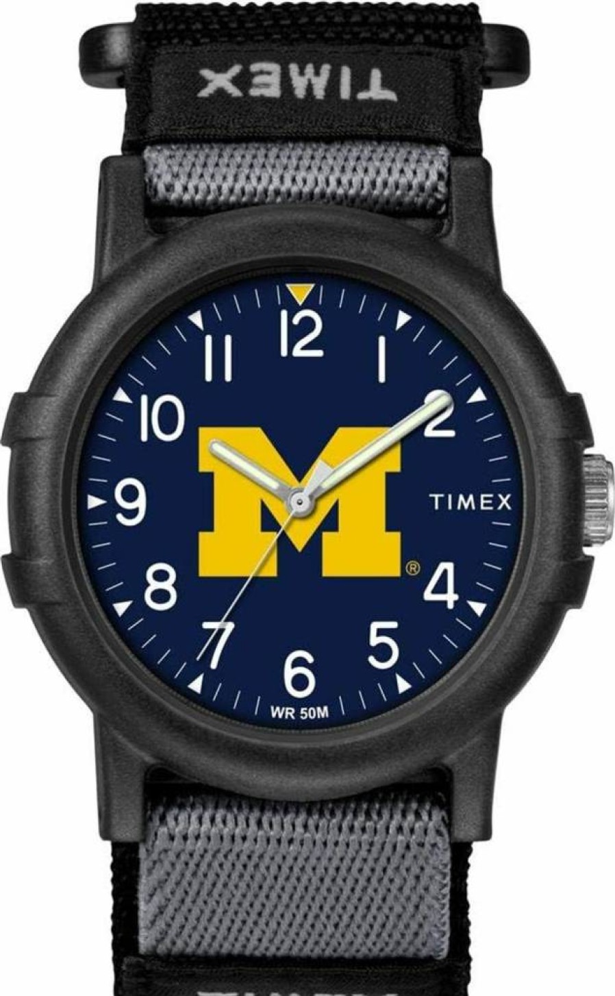 Timex Unisex Michigan Wolverines Collegiate 38mm Watch with Black Fabric Strap