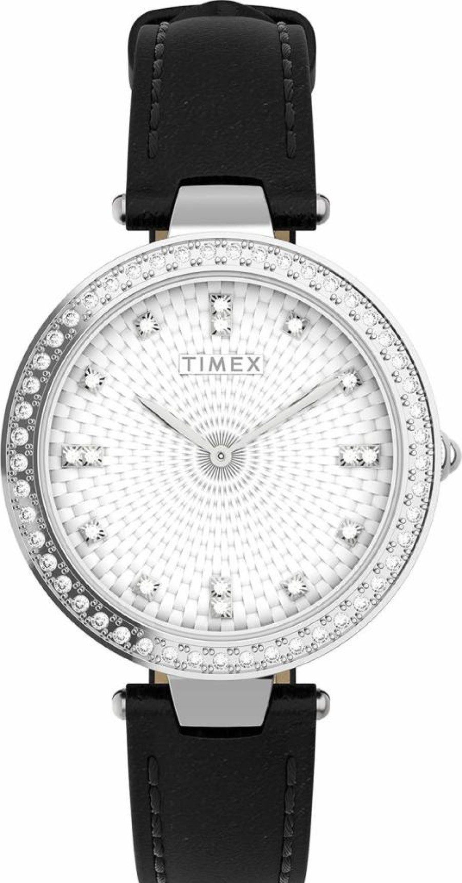 Timex Women's Adorn 32mm Stainless Steel Watch with Leather Strap - Elegant Silver-Tone Dial for Women