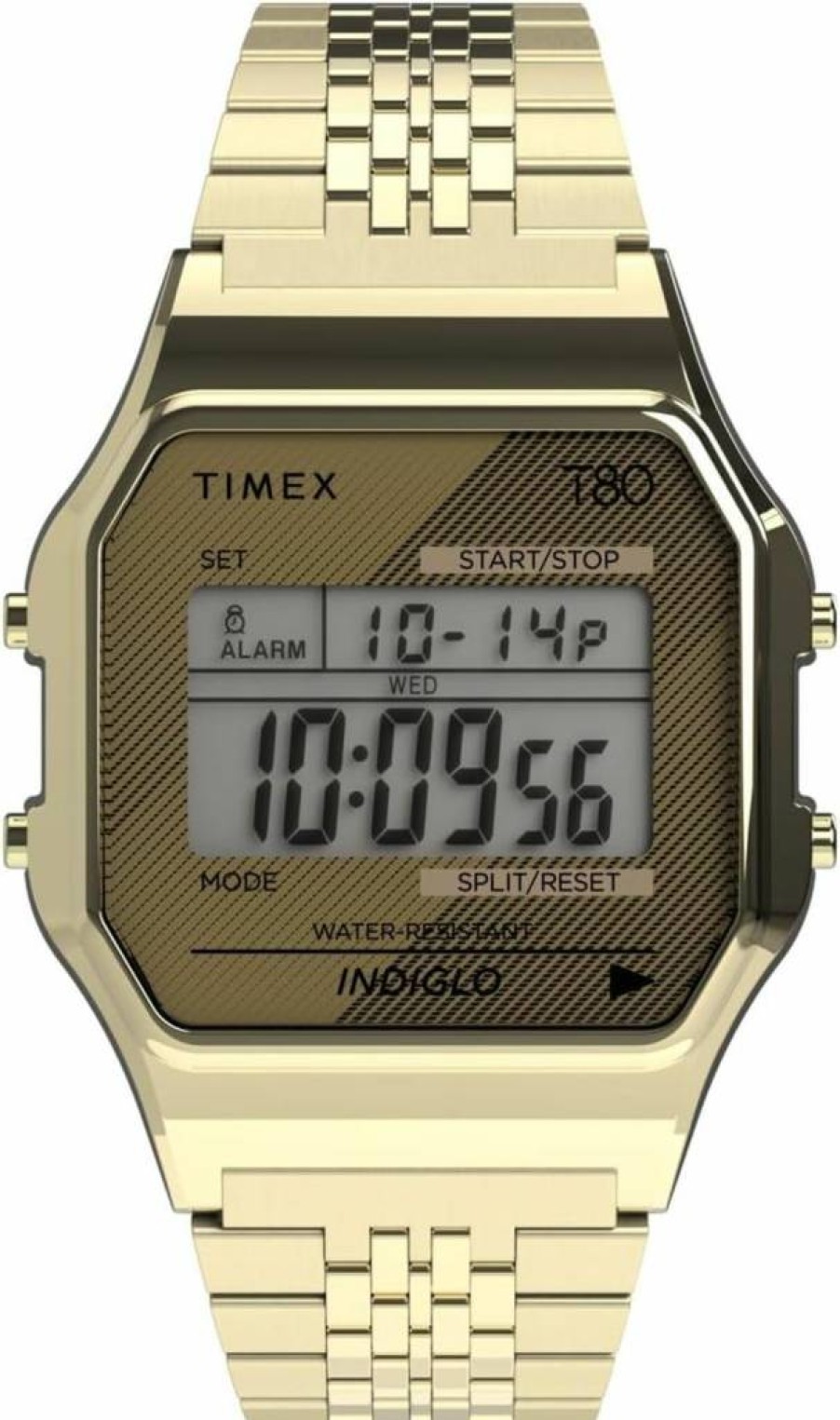 Timex T80 34mm Stainless Steel Digital Watch - Retro Classic Unisex Wristwatch