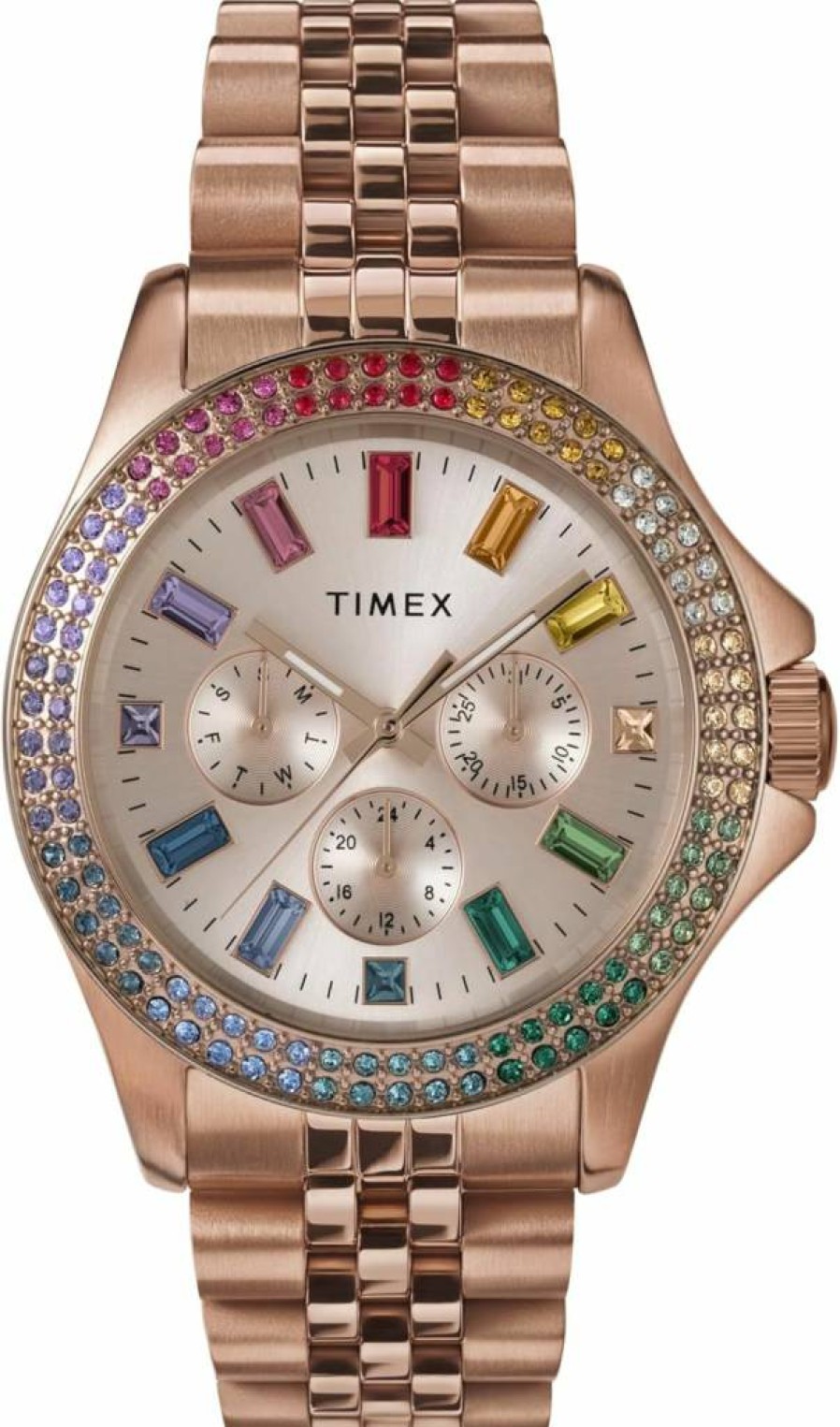 Timex Kaia 40mm Women's Analog Watch with Baguette Crystal Markers, Modern Design, 50M Water Resistance – Stylish & Durable
