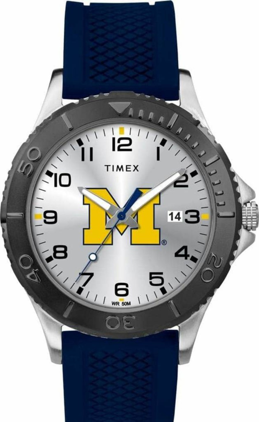 Timex Tribute Men's 42mm Michigan Wolverines Navy Silicone Strap Watch - Collegiate Gamer Edition