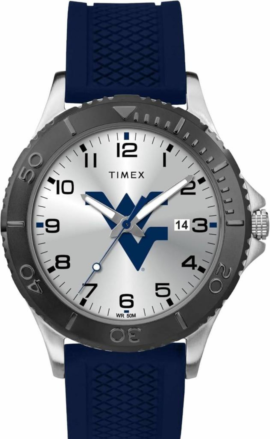 Timex Tribute Men's 42mm West Virginia Mountaineers Navy Silicone Strap Watch