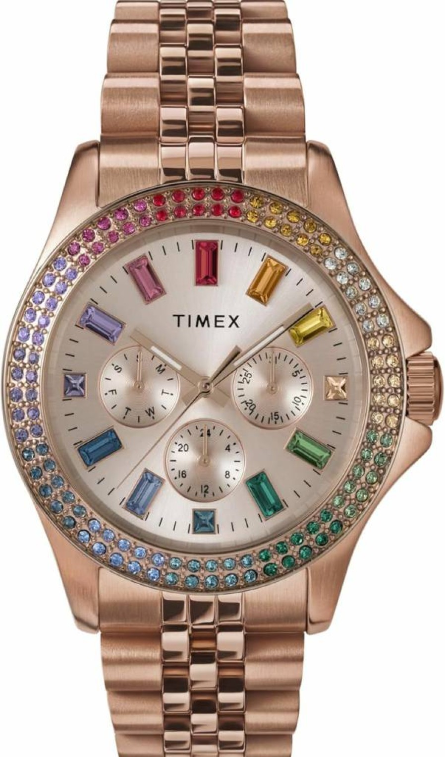 Timex Kaia 40mm Women's Watch with Baguette Crystal Markers, Modern Design, 50M Water Resistant Analog Watch for Women