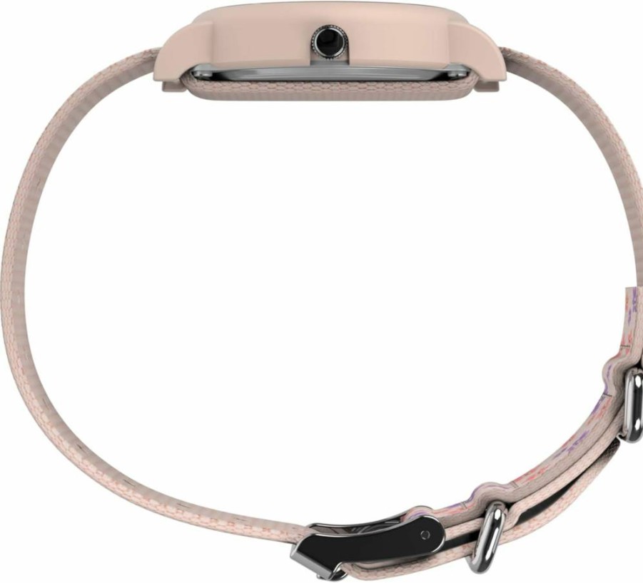 Timex Unisex Peanuts Floral 34mm Pink Strap White Dial Watch - Snoopy Collection
