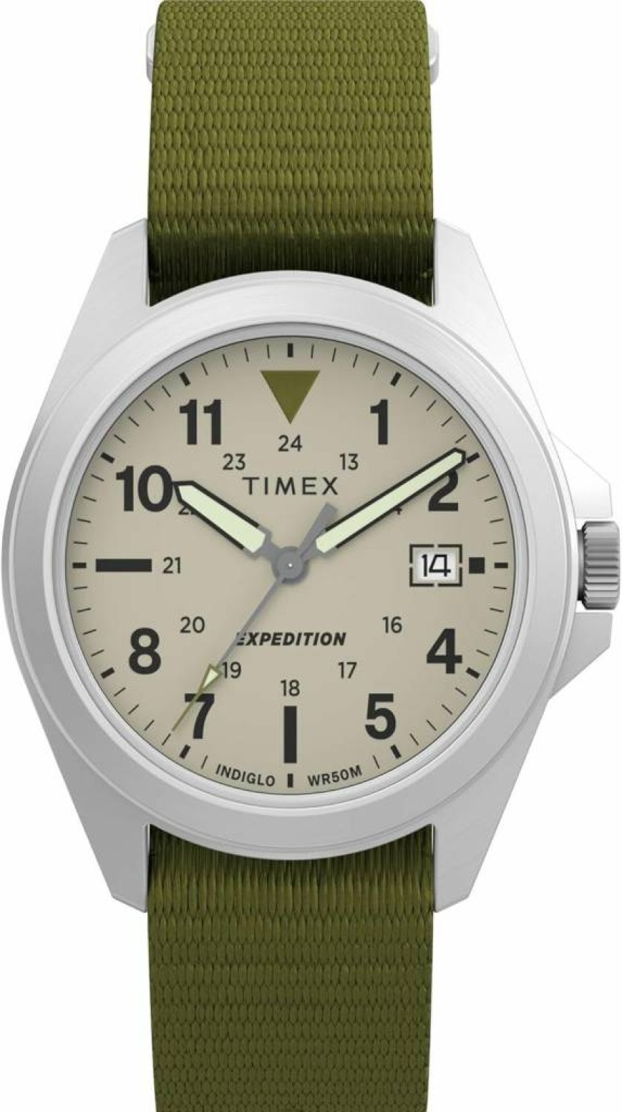 Timex Expedition Unisex 36mm Field Watch with Green Strap and Silver-Tone Case
