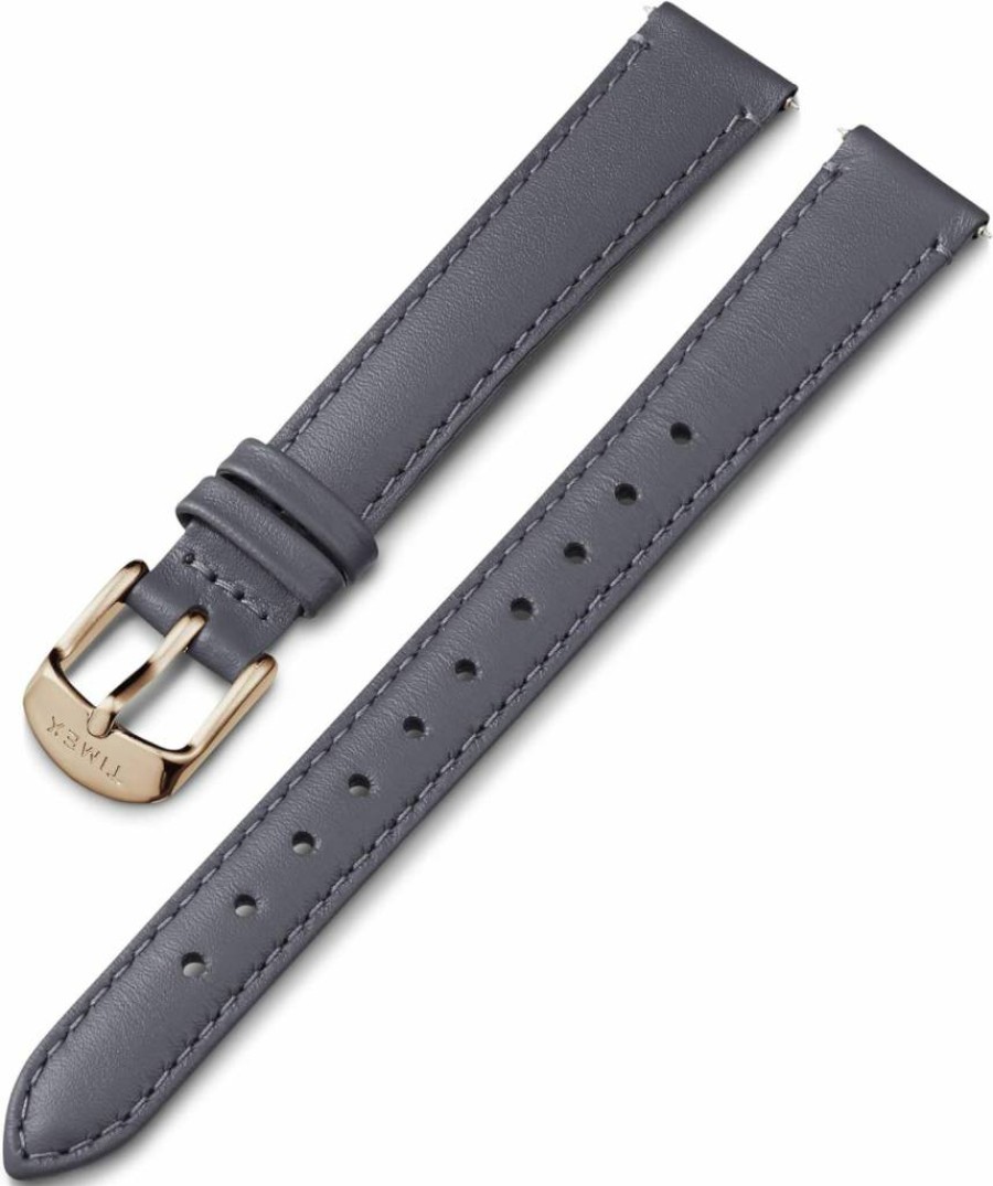 Timex Rose Gold-Tone Buckle Genuine Leather Strap 14mm Gray Watch Band