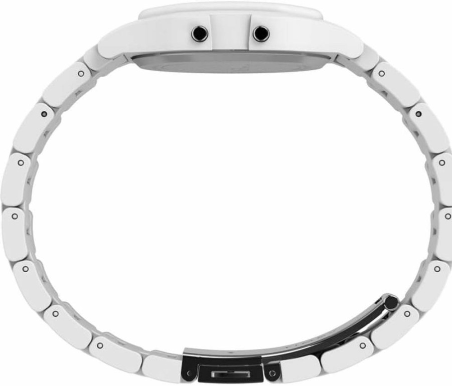 Timex Unisex T80 36mm Digital Watch - White Resin Strap, White Case, LED Display, Water-Resistant