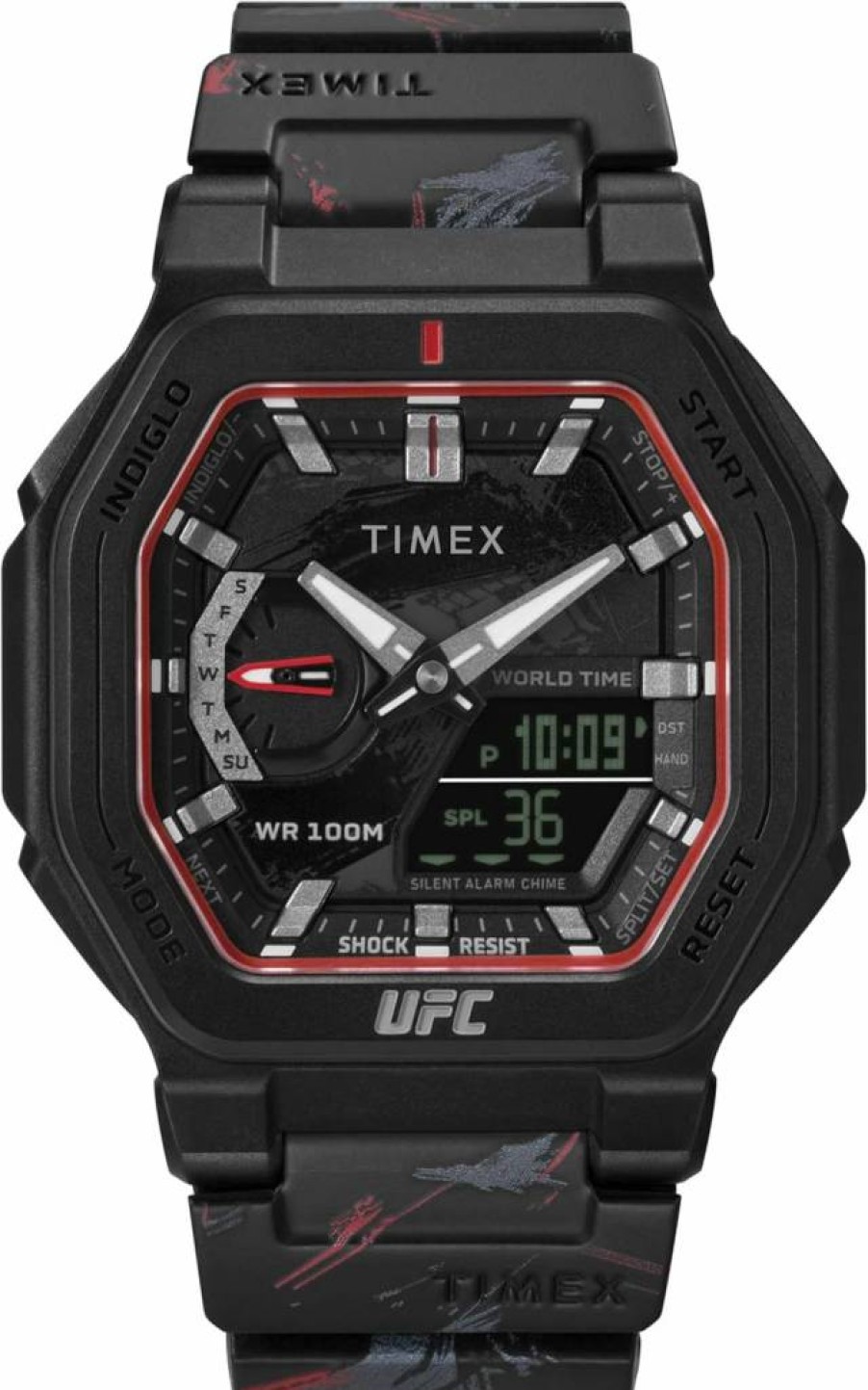 Timex UFC Men's Colossus 45mm Stainless Steel Watch with Indiglo Night Light
