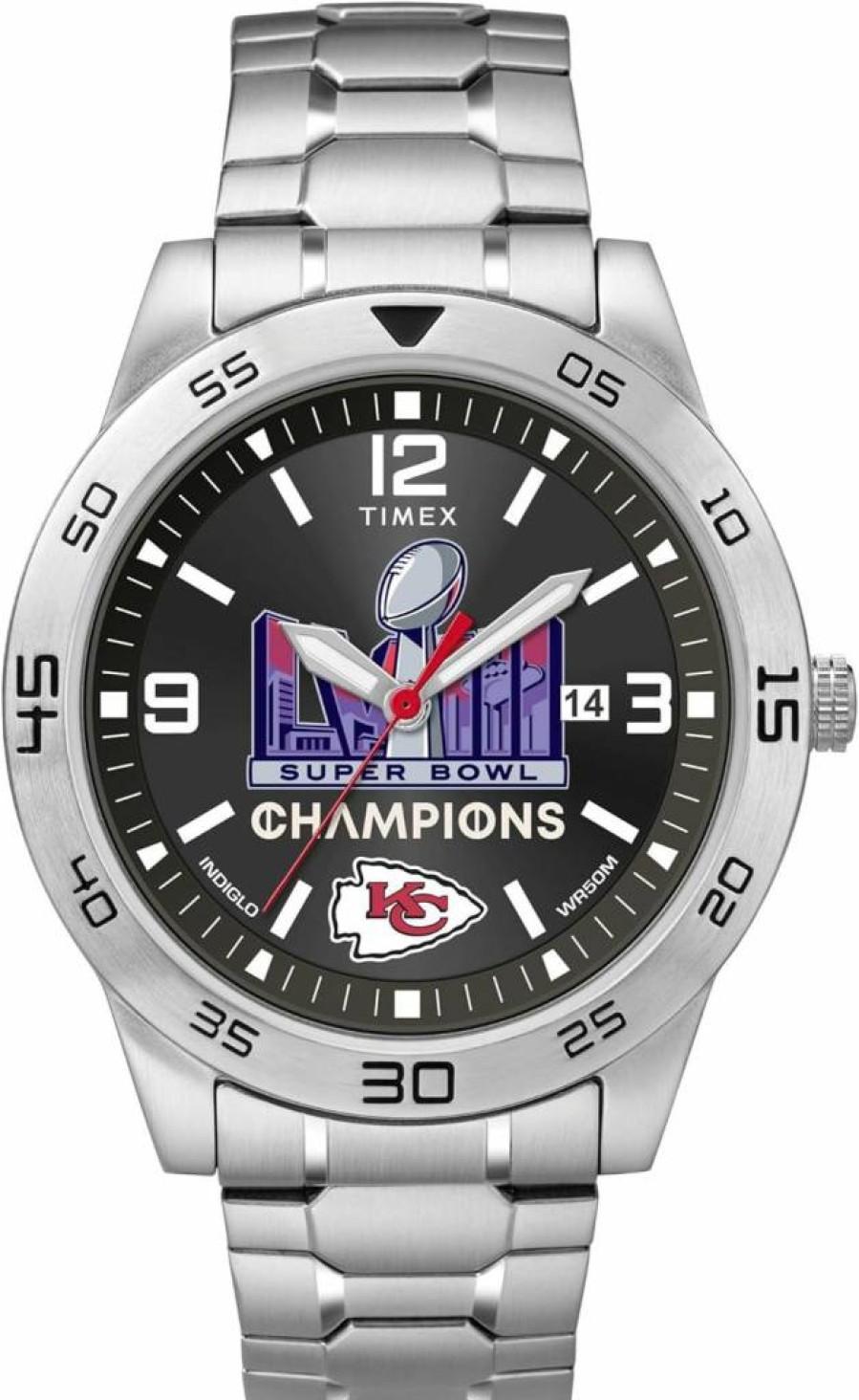 Timex Men's Kansas City Chiefs Super Bowl LVIII Champions 42mm Stainless Steel Watch