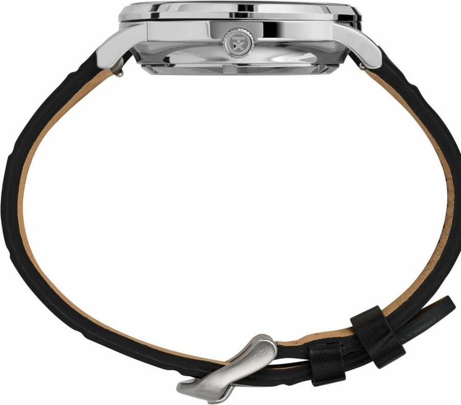 Timex Men's Waterbury Automatic 40mm Stainless Steel Watch with Leather Strap