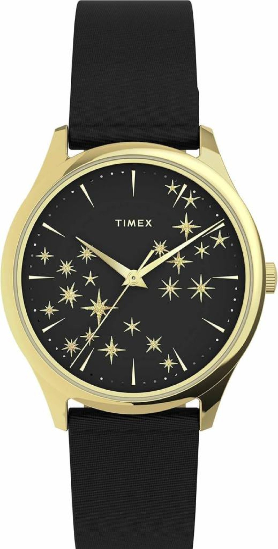 Timex Women's Starstruck 32mm Rose Gold-Tone Watch with White Dial & Gray Leather Strap
