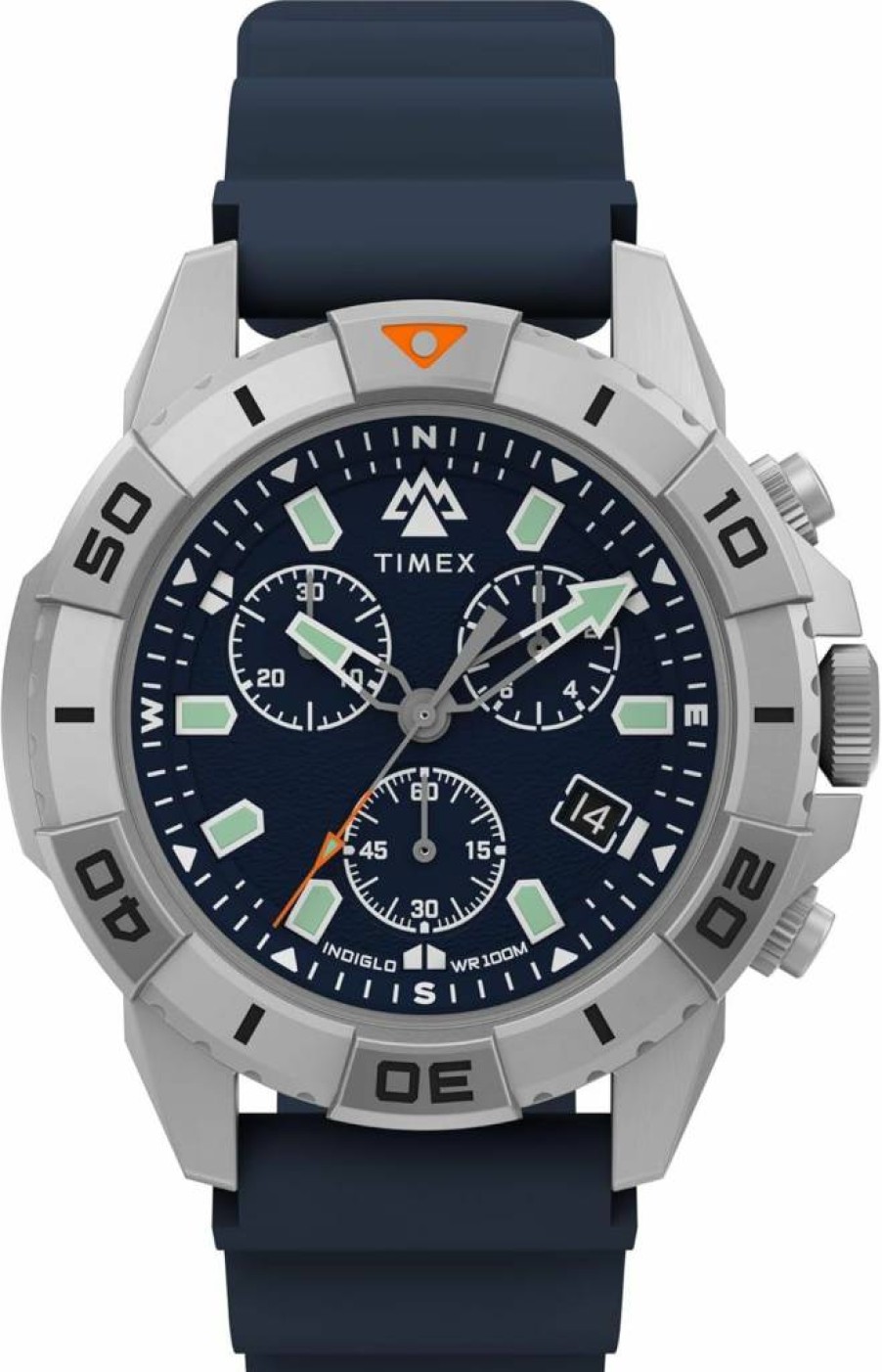 Timex Men's Expedition Ridge Chronograph Blue Dial Watch with Stainless Steel Case - 42mm Blue Strap