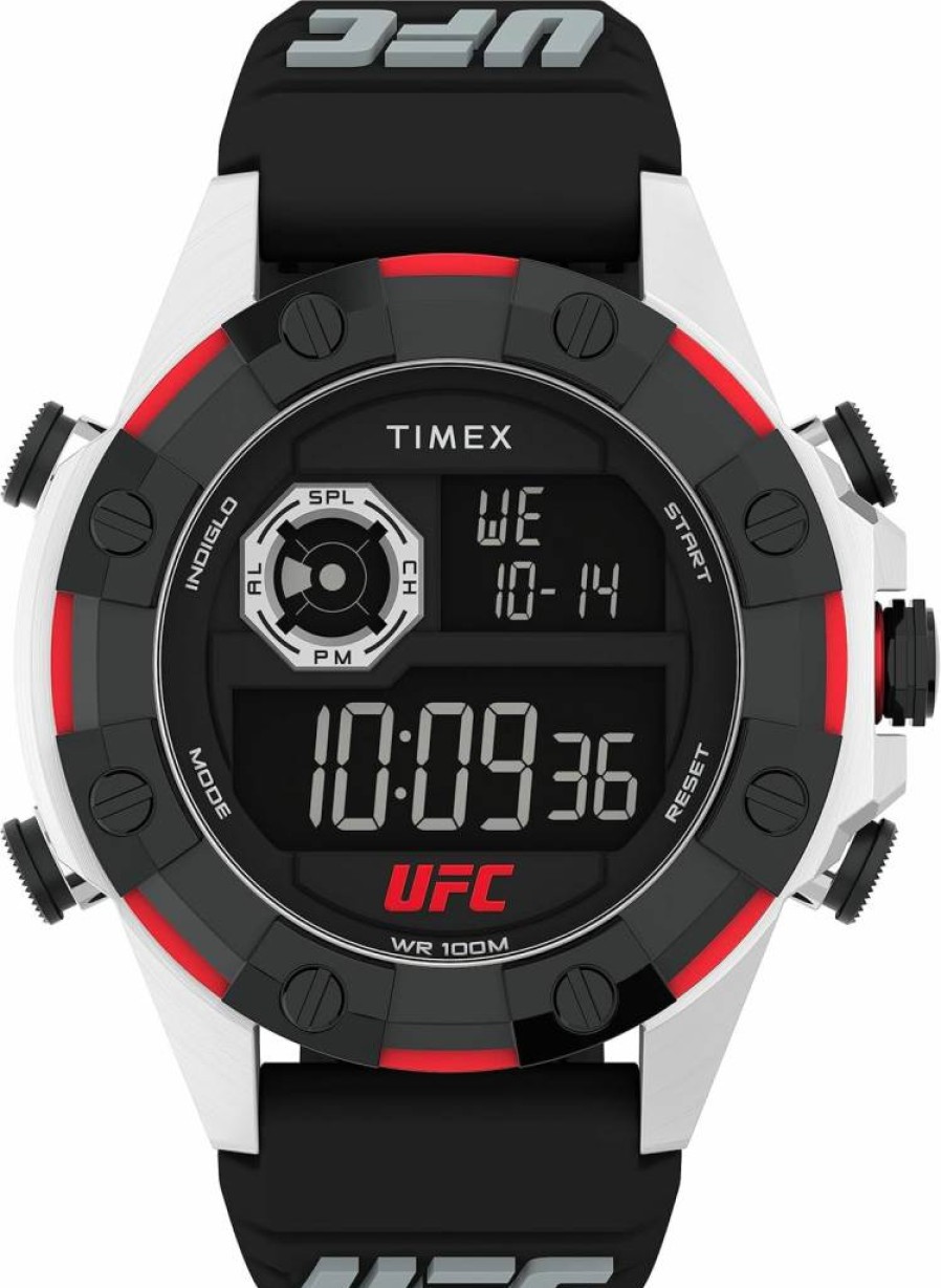 Timex UFC Mens 49mm Kick Stainless Steel Sports Watch - Water Resistant Digital Chronograph for Fight Fans