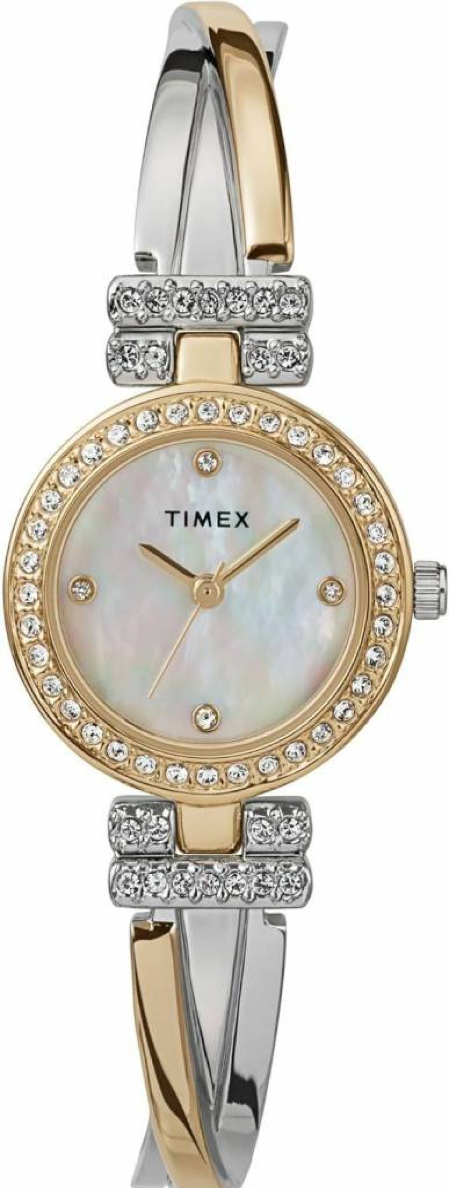 Timex Women's Two-Tone Dress Watch with Mother of Pearl Dial & Self-Adjusting Bracelet