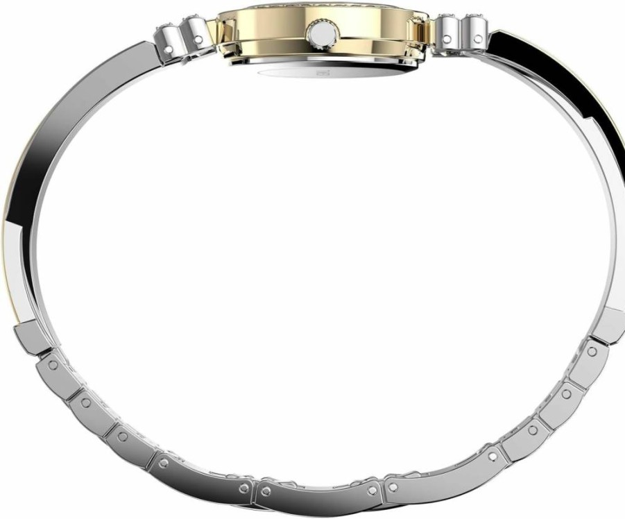Timex Women's Two-Tone Dress Watch with Mother of Pearl Dial & Self-Adjusting Bracelet