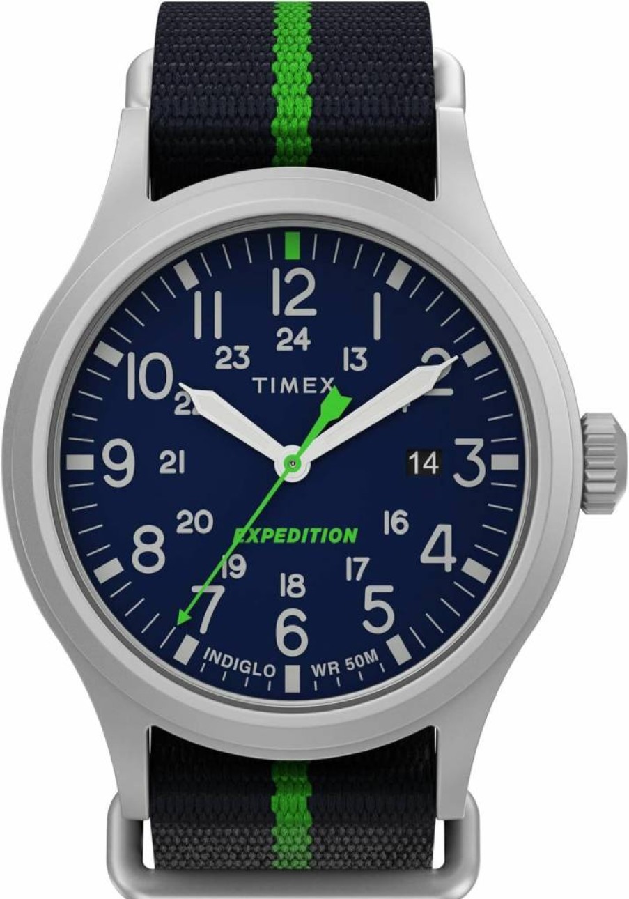 Timex Men's Expedition Sierra 40mm Quartz Watch with Nylon Strap, Date Window, and Indiglo Night Light