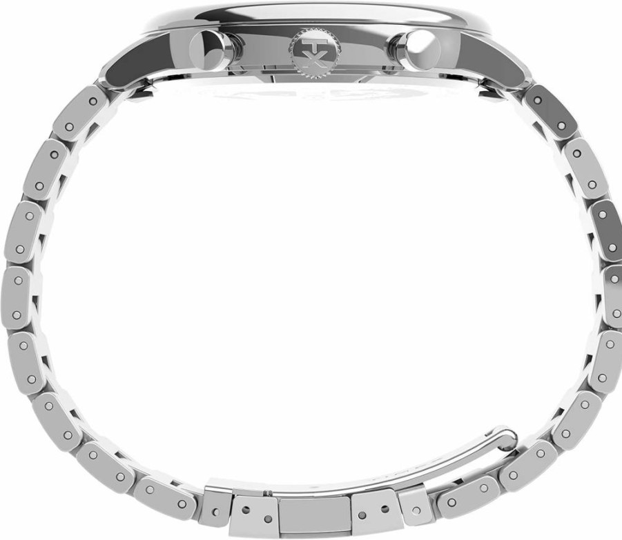 Timex Men's Chicago Chronograph Stainless Steel Watch - 45mm Silver-Tone Case, Black Dial, Bracelet