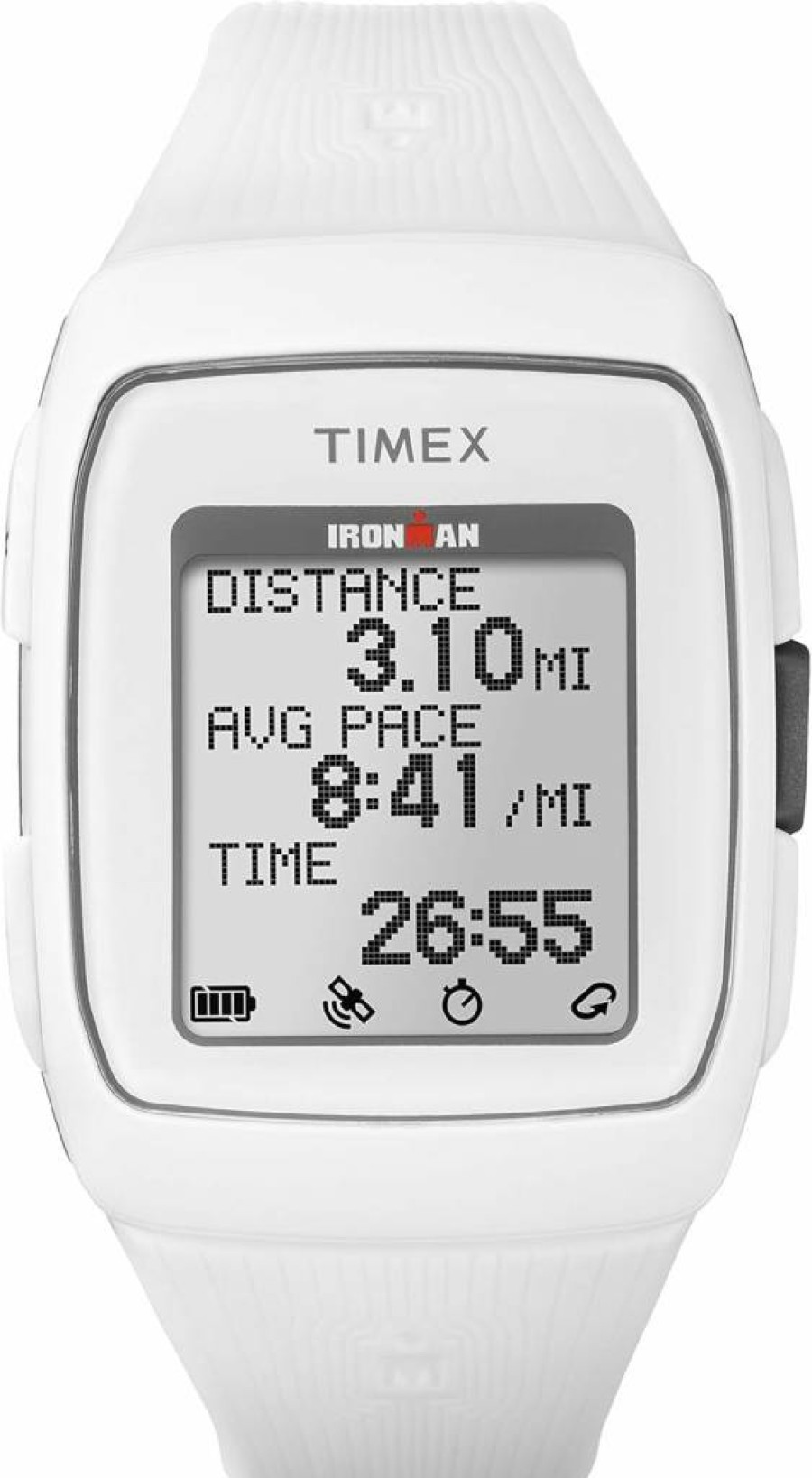 Timex Ironman Tw5M11900 GPS Watch with White Silicone Strap - Unisex Digital Sports Watch