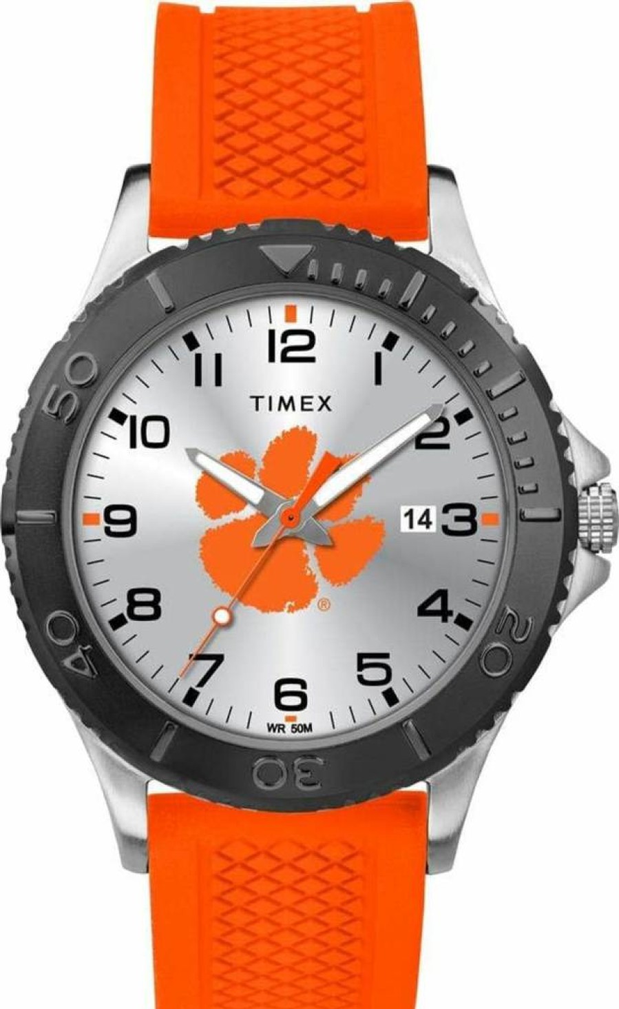 Timex Tribute Men's 42mm Collegiate Watch - Clemson Tigers Edition with Orange Silicone Strap