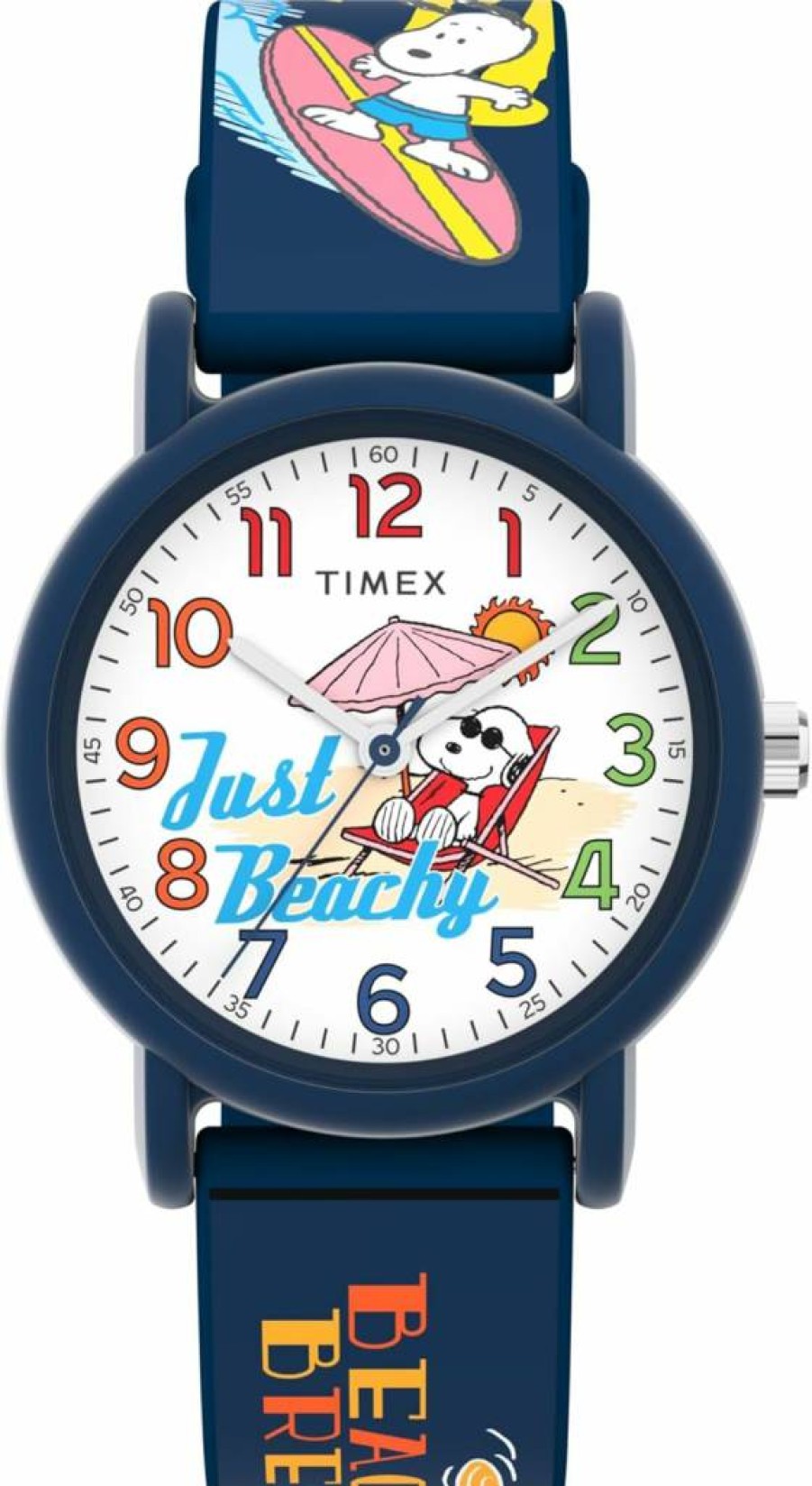 Timex Unisex Peanuts Just Beachy 36mm Blue Strap White Dial Casual Watch