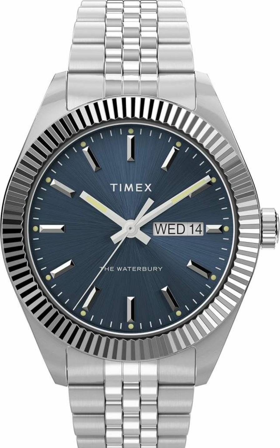 Timex Men's Waterbury 41mm Stainless Steel Watch with Blue Dial and Bracelet