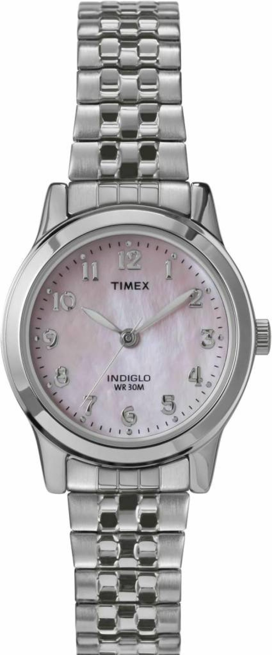 Timex Women's Main Street 25mm Silver-Tone Watch with Mother of Pearl Dial & Expansion Band