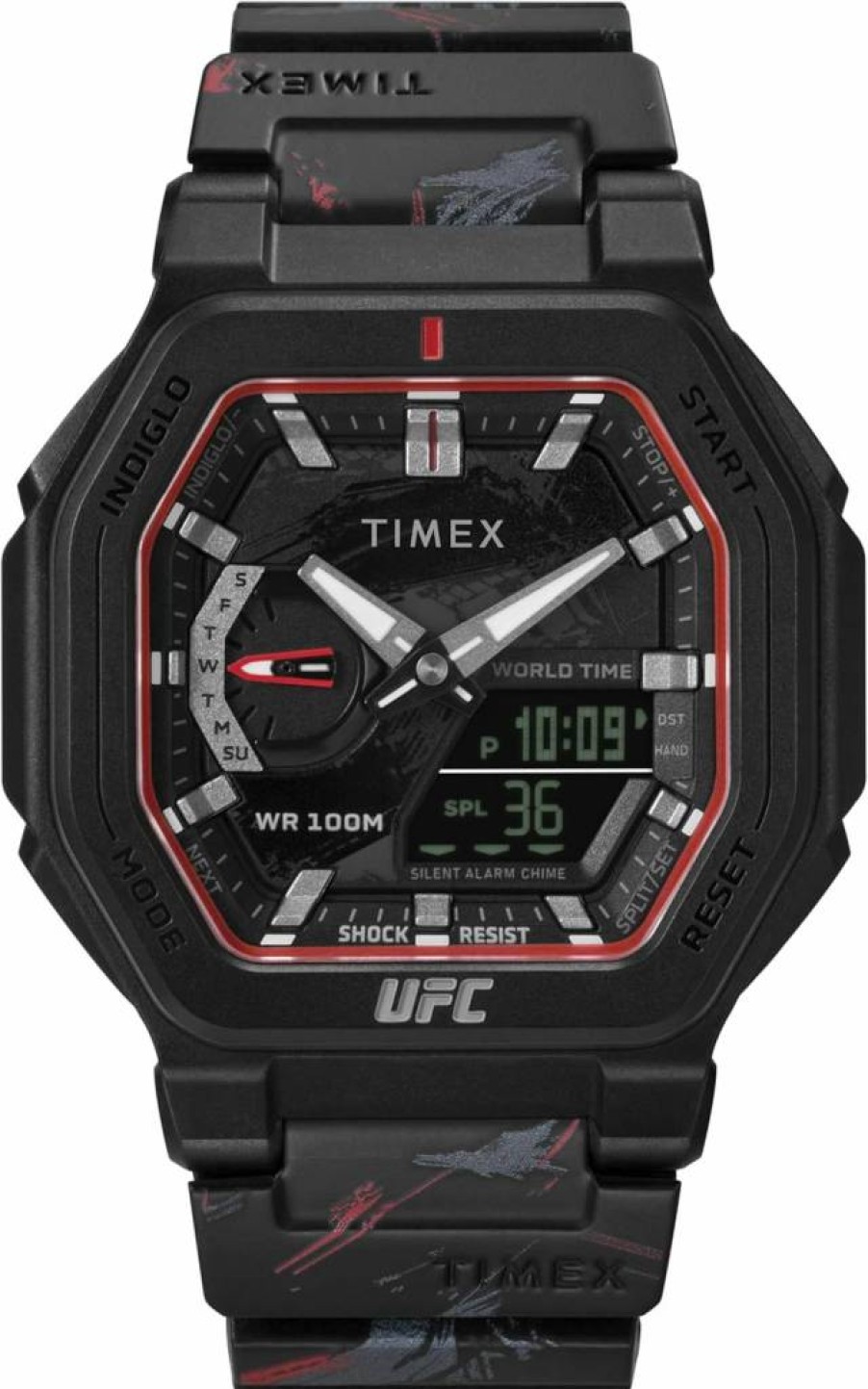 Timex UFC Men's Colossus 45mm Stainless Steel Watch with Silicone Strap