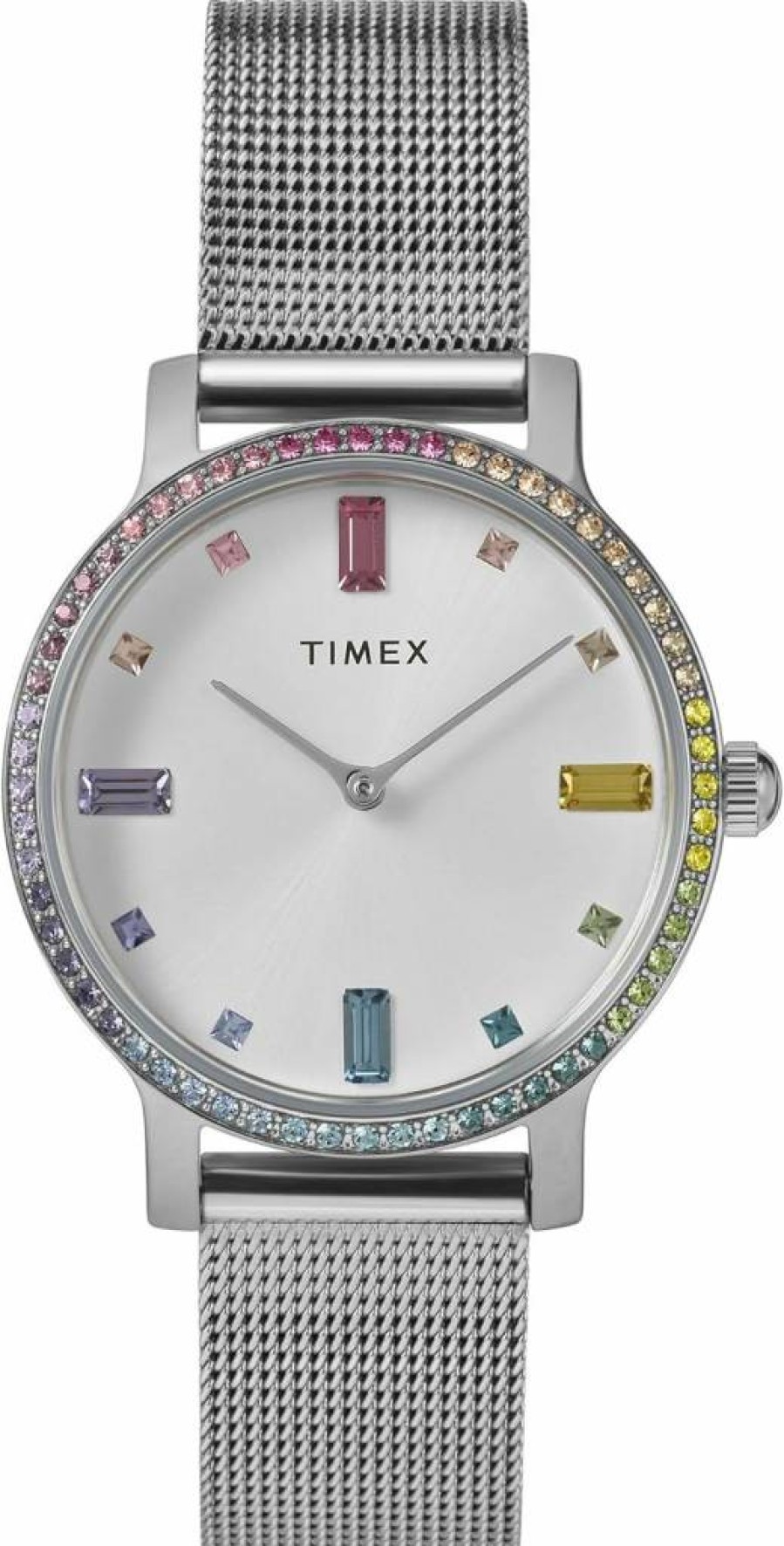 Timex Women's Transcend 31mm Silver-Tone Stainless Steel Mesh Watch with Silver Dial