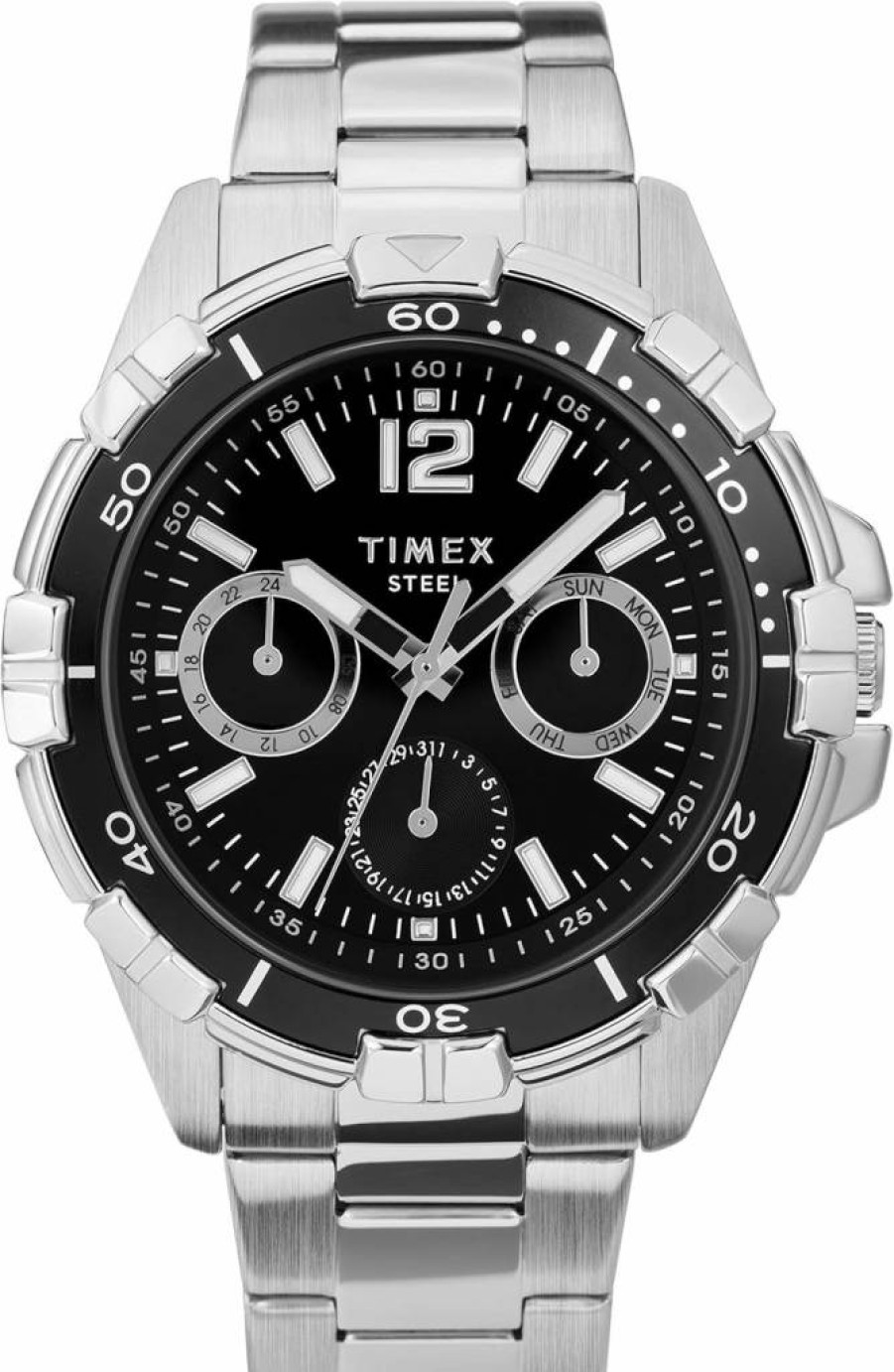 Timex Men's 45mm Dress Watch with Multifunction Features - Classic Stainless Steel Casual & Formal Timepiece