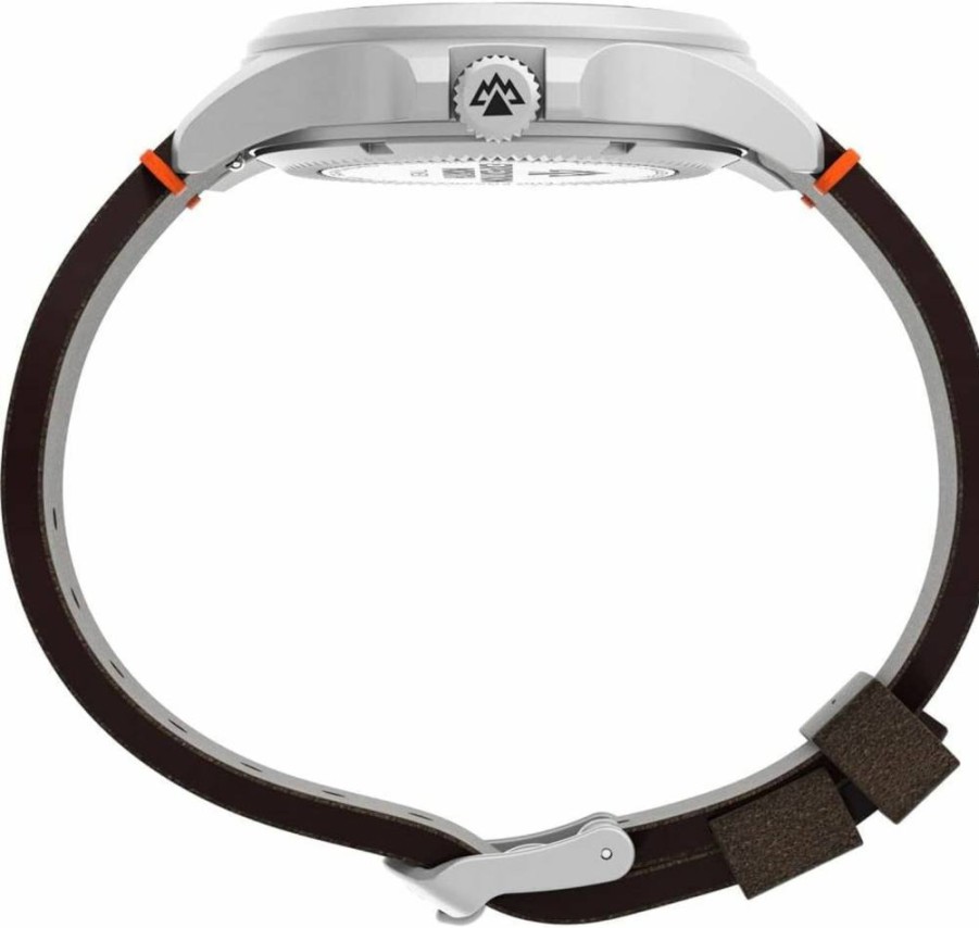 Timex Men's Expedition North Field Solar-Powered Watch - 41mm Brown Leather Strap, Black Dial, Stainless Steel Case